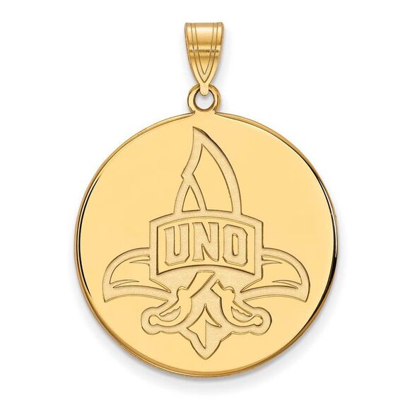 14k Yellow Gold U. of New Orleans XL Logo Disc Pendant